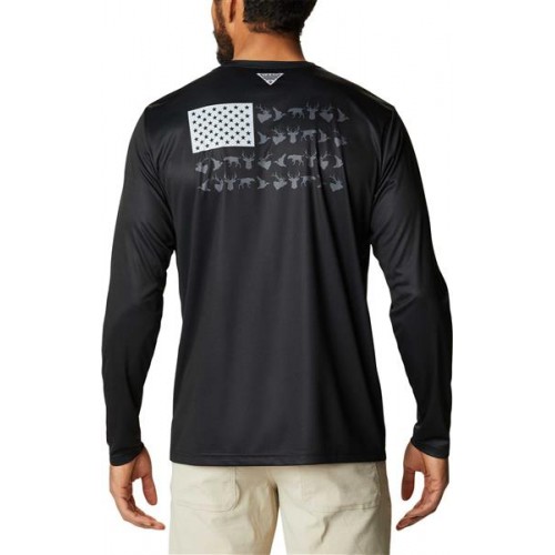 Columbus Men's PHG Terminal Shot Game Flag Long Sleeve Black/Graphite Game Flag T-Shirt Columbus Men's PHG Terminal Shot Game Flag Long Sleeve Black/Graphite Game Flag T-Shirt