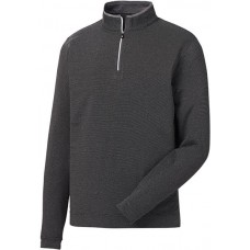 FootJoy Men's Lightweight Striped 1/2 Zip Golf Heather Charcoal/Black Pullover FootJoy Men's Lightweight Striped 1/2 Zip Golf Heather Charcoal/Black Pullover