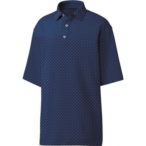 FootJoy Men's Lisle Diamond Print Golf Navy/White Polo FootJoy Men's Lisle Diamond Print Golf Navy/White Polo
