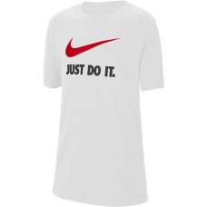 Nike Boys' Just Do It Swoosh White/University Red T-Shirt