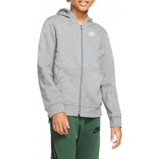 Nike Boys' Sportswear Club Cotton Full Zip Carbon Heather/Smoke Grey Hoodie Nike Boys' Sportswear Club Cotton Full Zip Carbon Heather/Smoke Grey Hoodie