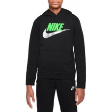 Nike Boys' Sportswear Club Pullover Black/Green Strike Hoodie Nike Boys' Sportswear Club Pullover Black/Green Strike Hoodie