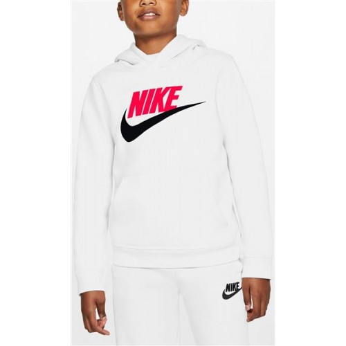 Nike Boys' Sportswear Club Pullover White/Bright Crimson Hoodie Nike Boys' Sportswear Club Pullover White/Bright Crimson Hoodie