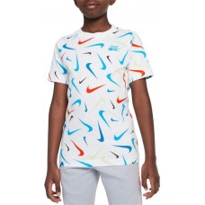 Nike Boys' Sportswear Swoosh Printed White T-Shirt Nike Boys' Sportswear Swoosh Printed White T-Shirt