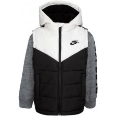 Nike Little Boys' 2Fer Full-Zip Puffer White/Black Jacket Nike Little Boys' 2Fer Full-Zip Puffer White/Black Jacket