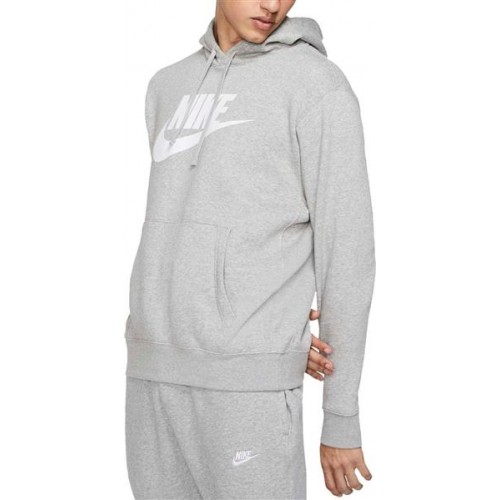 Nike Men's Futura Club Fleece Dk Grey Heather/Matte Sil Hoodie Nike Men's Futura Club Fleece Dk Grey Heather/Matte Sil Hoodie