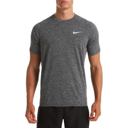 Nike Men's Heather Short Sleeve Rash Black Guard Nike Men's Heather Short Sleeve Rash Black Guard