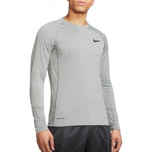 Nike Men's Pro Slim Fit Long Sleeve Smke Gry/Lt Smke Gry/Blk Shirt Nike Men's Pro Slim Fit Long Sleeve Smke Gry/Lt Smke Gry/Blk Shirt