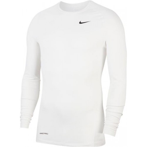Nike Men's Pro Warm Long Sleeve White/Black Shirt Nike Men's Pro Warm Long Sleeve White/Black Shirt