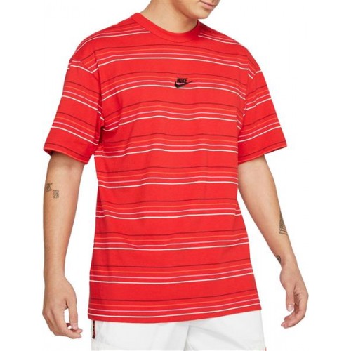 Nike Men's Sportswear Premium Striped University Red T-Shirt Nike Men's Sportswear Premium Striped University Red T-Shirt