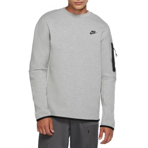 Nike Men's Sportswear Tech Crewneck Dark Grey Heather Fleece Nike Men's Sportswear Tech Crewneck Dark Grey Heather Fleece
