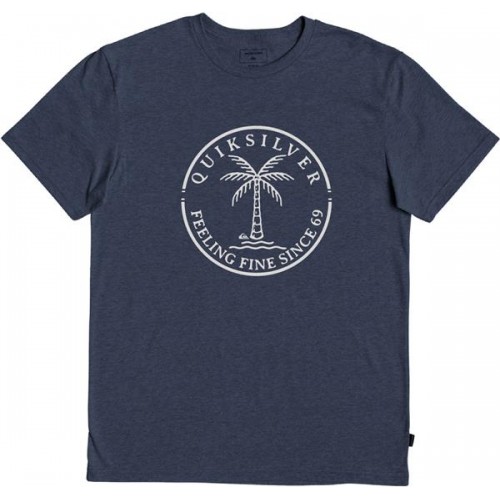 Quiksilver Men's Circle Palm Mod Short Sleeve Navy Blue Heather T-Shirt Quiksilver Men's Circle Palm Mod Short Sleeve Navy Blue Heather T-Shirt