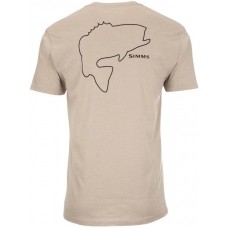Simms Men's Bass Outline Khaki Heather T-Shirt