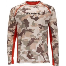 Simms Men's SolarVent Crewneck Woodland Camo Sandbar Shirt