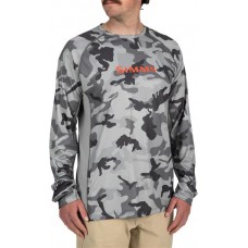 Simms Men's SolarVent Crewneck Woodland Camo Steel Shirt Simms Men's SolarVent Crewneck Woodland Camo Steel Shirt