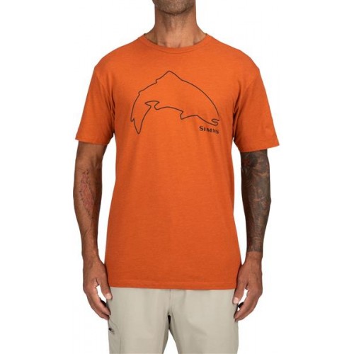 Simms Men's Trout Outline Adobe Heather T-Shirt Simms Men's Trout Outline Adobe Heather T-Shirt