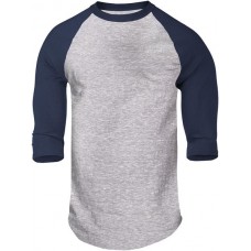 Soffe Men's Heathered 3/4 Sleeve Baseball Oxford/Navy Shirt Soffe Men's Heathered 3/4 Sleeve Baseball Oxford/Navy Shirt