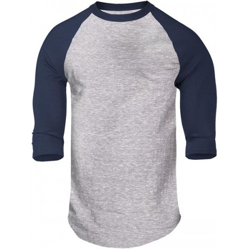 Soffe Men's Heathered 3/4 Sleeve Baseball Oxford/Navy Shirt Soffe Men's Heathered 3/4 Sleeve Baseball Oxford/Navy Shirt