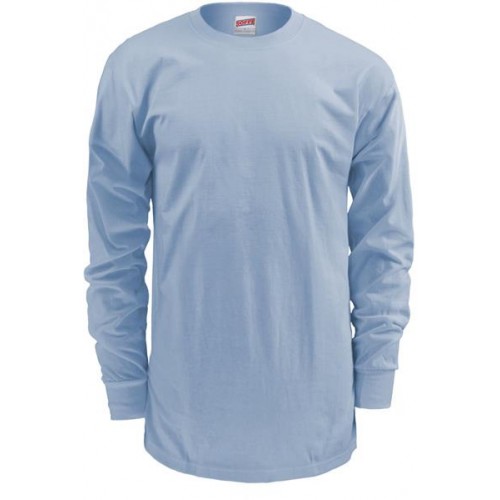 Soffe Men's Midweight Cotton Long Sleeve Lt Blue Shirt Soffe Men's Midweight Cotton Long Sleeve Lt Blue Shirt