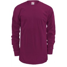 Soffe Men's Midweight Cotton Long Sleeve Maroon Shirt