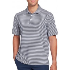 Walter Hagen Men's Perfect 11 Majors Bar Stripe Golf Crisp White/Navy Polo