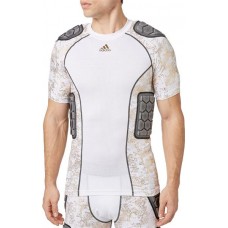 adidas Adult Techfit Gold Foil Padded Football White/Gold Foil Shirt adidas Adult Techfit Gold Foil Padded Football White/Gold Foil Shirt