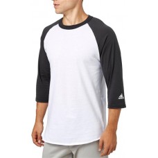 adidas Adult Triple Stripe 3/4 Sleeve Baseball Practice Caviar Shirt