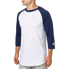 adidas Adult Triple Stripe 3/4 Sleeve Baseball Practice Dress Blues Shirt