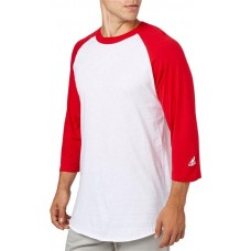 adidas Adult Triple Stripe 3/4 Sleeve Baseball Practice Tango Red Shirt