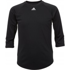 adidas Boys' Triple Stripe 3/4 Sleeve Tech Baseball Practice Black Shirt