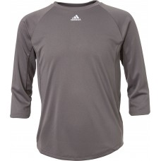 adidas Boys' Triple Stripe 3/4 Sleeve Tech Baseball Practice Grey Shirt