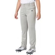 adidas Boys' Triple Stripe Open Bottom Baseball Grey Baseball Pants