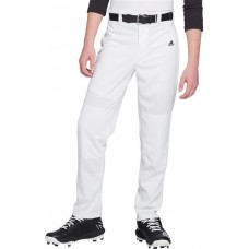 adidas Boys' Triple Stripe Open Bottom Baseball White Pants