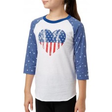 adidas Girls' Destiny 3/4 Sleeve Printed Softball Graphic Blue Star Print Shirt