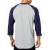 adidas Men's Triple Stripe 3/4 Sleeve Heather Baseball Navy Shirt