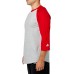 adidas Men's Triple Stripe 3/4 Sleeve Heather Baseball Red Tango Shirt