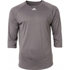 adidas Men's Triple Stripe 3/4 Sleeve Tech Baseball Practice Grey Shirt