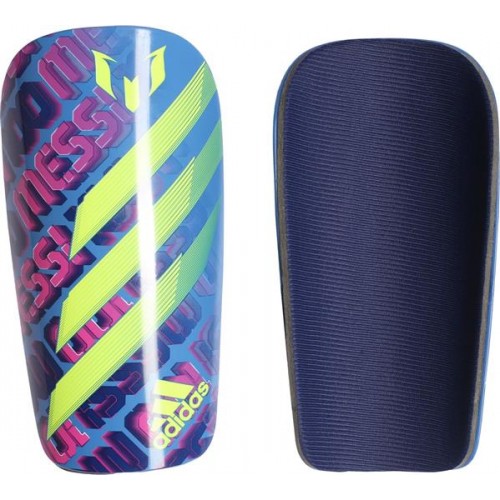 adidas Messi Club Soccer Shin Shock Pink/Solar Ylw/Blue Guards adidas Messi Club Soccer Shin Shock Pink/Solar Ylw/Blue Guards