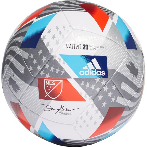 adidas MLS Nativo 21 Training Soccer White/Metallic Silver Ball adidas MLS Nativo 21 Training Soccer White/Metallic Silver Ball
