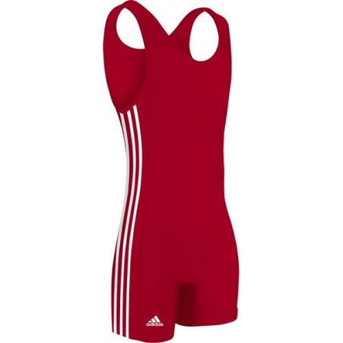 adidas Three Stripe Wrestling Red/White Singlet adidas Three Stripe Wrestling Red/White Singlet