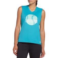 adidas Women's Sleeveless Softball Graphic Blue Empower T-Shirt adidas Women's Sleeveless Softball Graphic Blue Empower T-Shirt