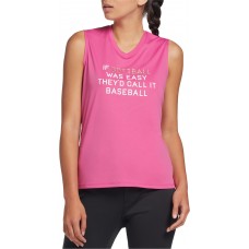 adidas Women's Sleeveless Softball Graphic Rose If Softball Was Easy T-Shirt