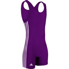 adidas Youth 3-Stripe Wrestling Purple/White Singlet