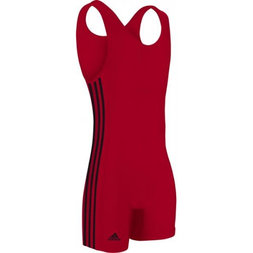 adidas Youth 3-Stripe Wrestling Red/Black Singlet adidas Youth 3-Stripe Wrestling Red/Black Singlet