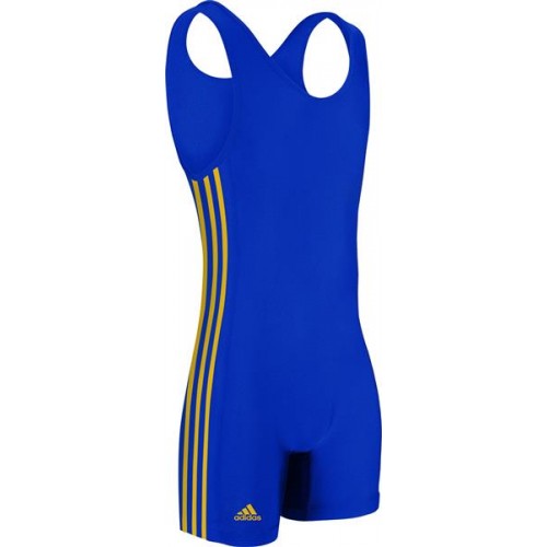adidas Youth 3-Stripe Wrestling Royal/Athletic Gold Singlet adidas Youth 3-Stripe Wrestling Royal/Athletic Gold Singlet