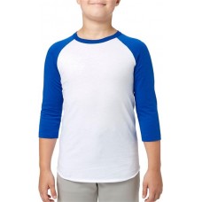 adidas Youth Triple Stripe 3/4 Sleeve Baseball Practice Blue Surf Shirt