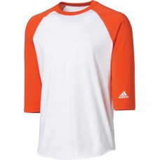 adidas Youth Triple Stripe 3/4 Sleeve Baseball Practice Tangerine Tango Shirt
