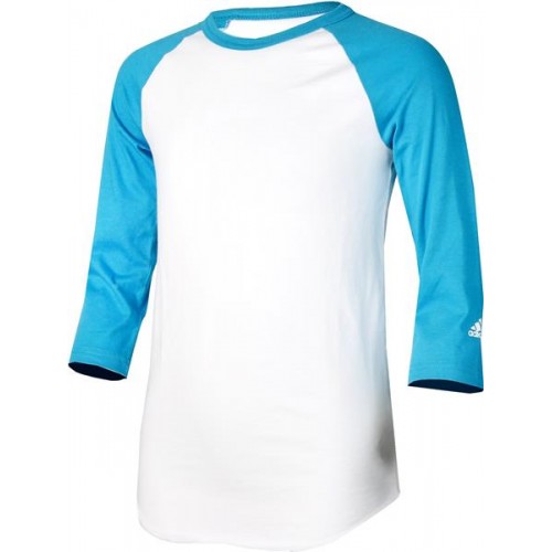 adidas Youth Triple Stripe 3/4 Sleeve Baseball Practice Teal Blue Shirt adidas Youth Triple Stripe 3/4 Sleeve Baseball Practice Teal Blue Shirt