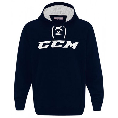 CCM Youth True to Hockey Lace Neck Hoodie, Navy/White CCM Youth True to Hockey Lace Neck Hoodie, Navy/White