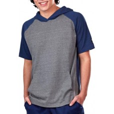 EvoShield Men's Lightweight Short Sleeve Gray/Navy Hoodie EvoShield Men's Lightweight Short Sleeve Gray/Navy Hoodie